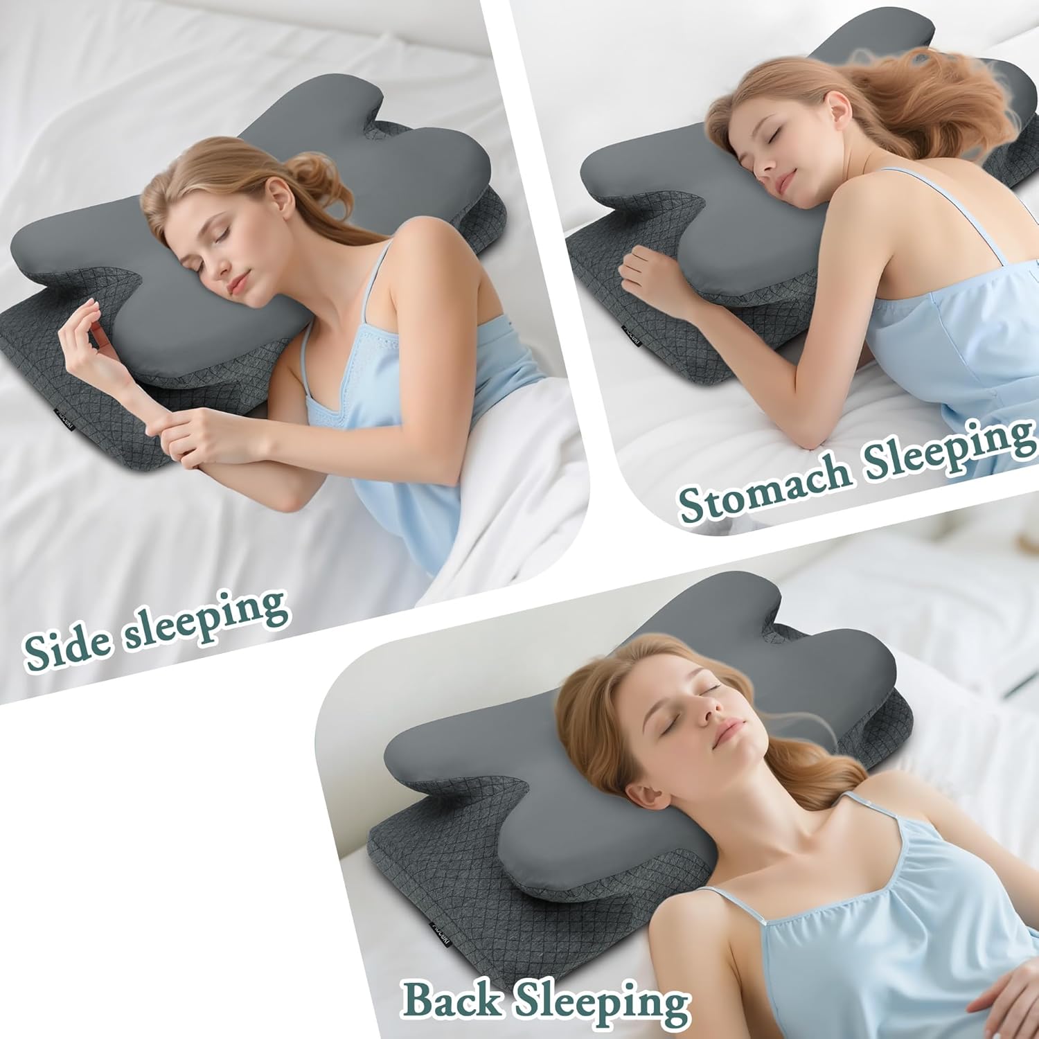 aoceki-oreiller-ergonomique-cervical-anti-ronflement-housse-amovible-gris-fonce