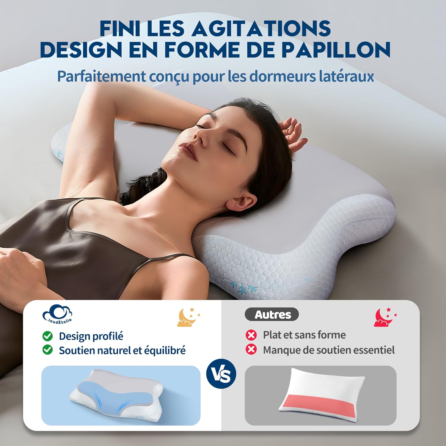 cloudetoile-oreiller-ergonomique-cervical-memoire-de-forme-papillon-reglable-pour-dormir-sur-le-cote-et-sur-le-dos-anti-douleur-gris-64x38x12-cm