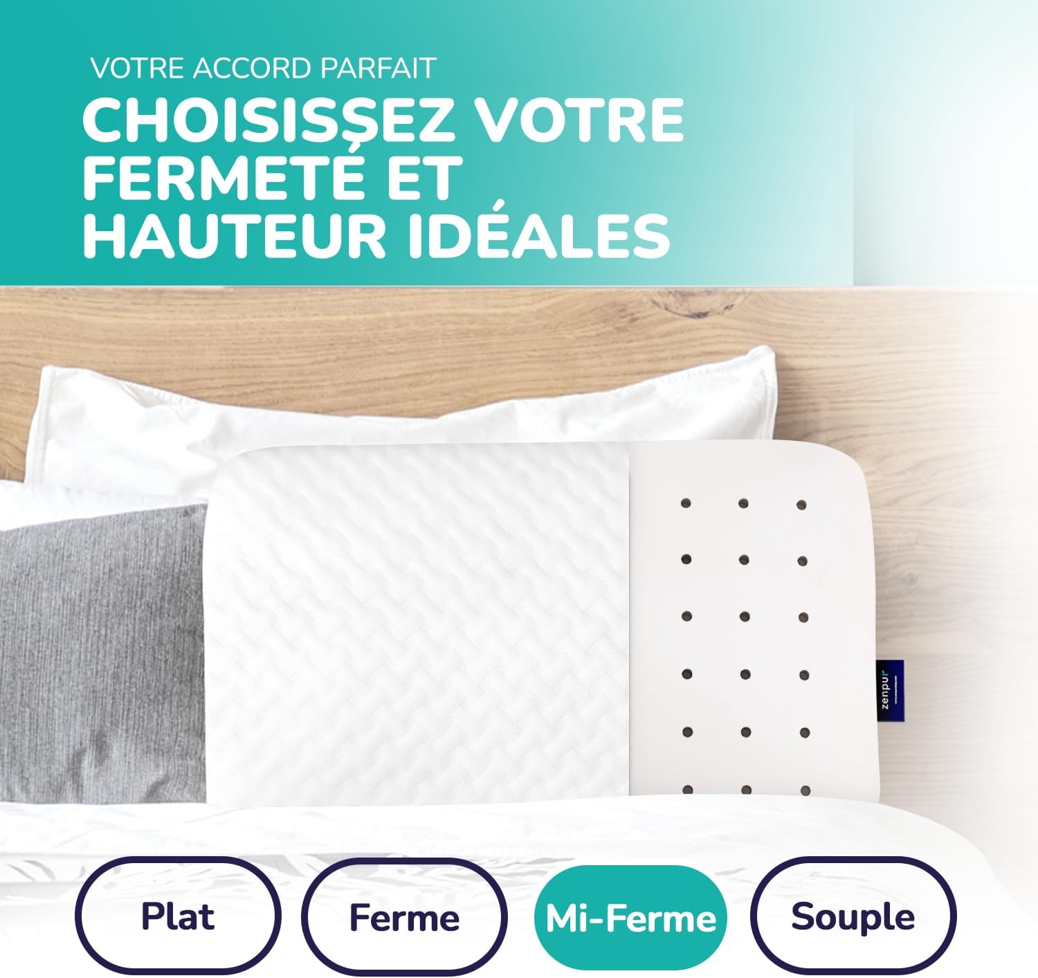 zenpur-lot-de-2-oreillers-ergonomiques-cervicaux-memoire-de-forme-mi-ferme-40x60cm