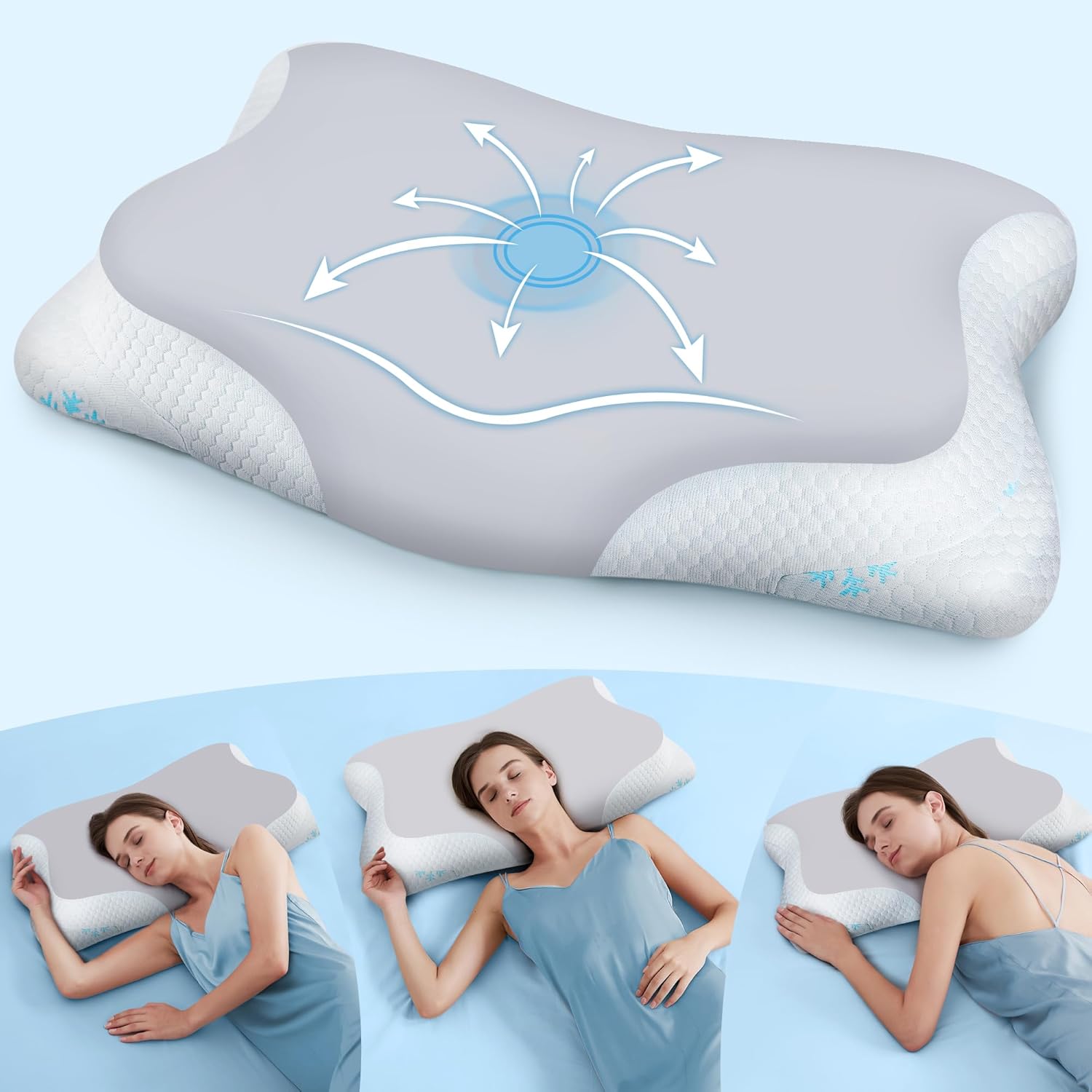 CloudÉtoile-oreiller-ergonomique-cervical-memoire-de-forme-reglable-pour-dormir-sur-le-cote-et-sur-le-dos-64x38x12-cm-gris