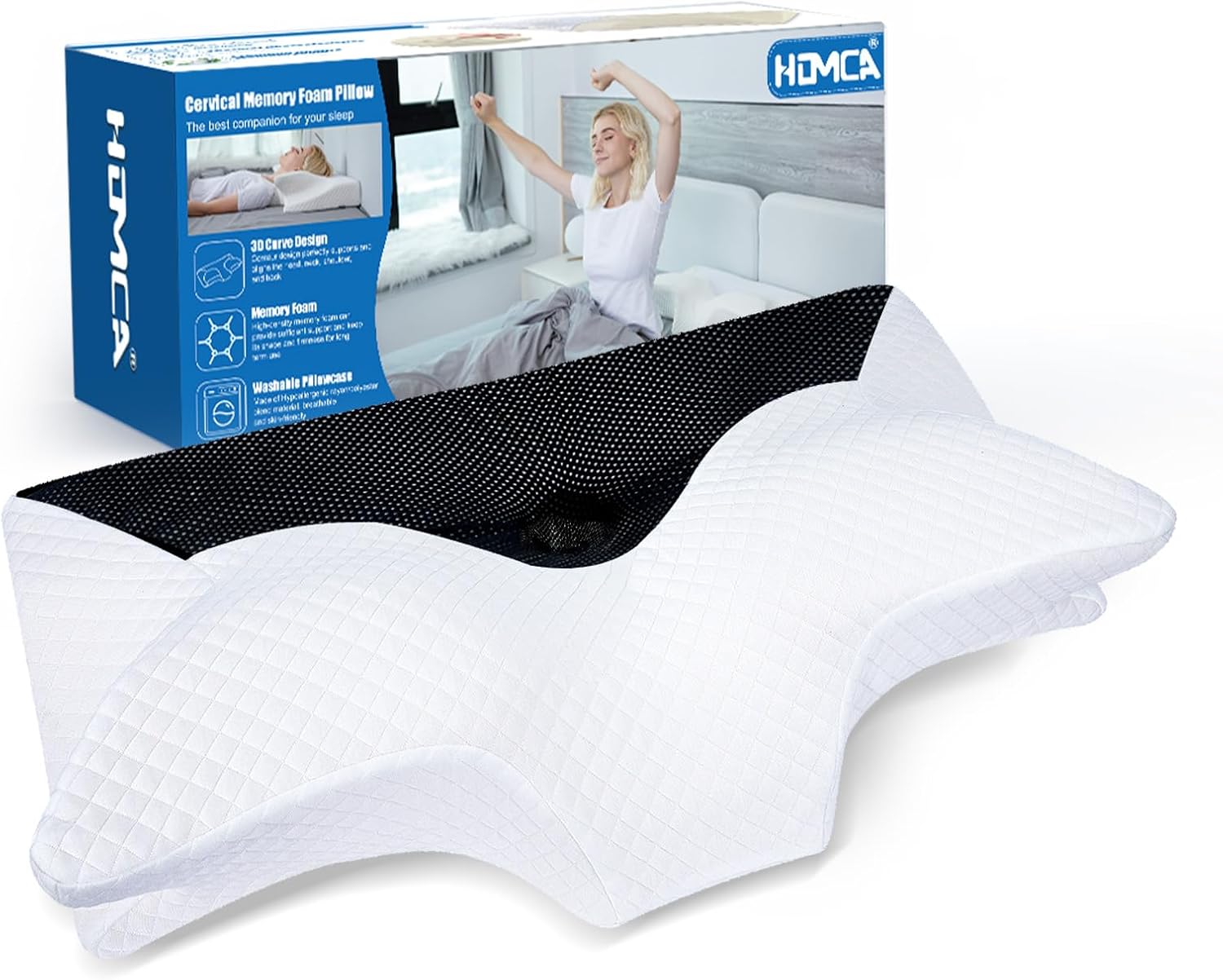 homca-oreiller-cervicales-ergonomique-de-soutien-du-cou-housse-lavable-70-x-40-x-8-5-14cm-noir