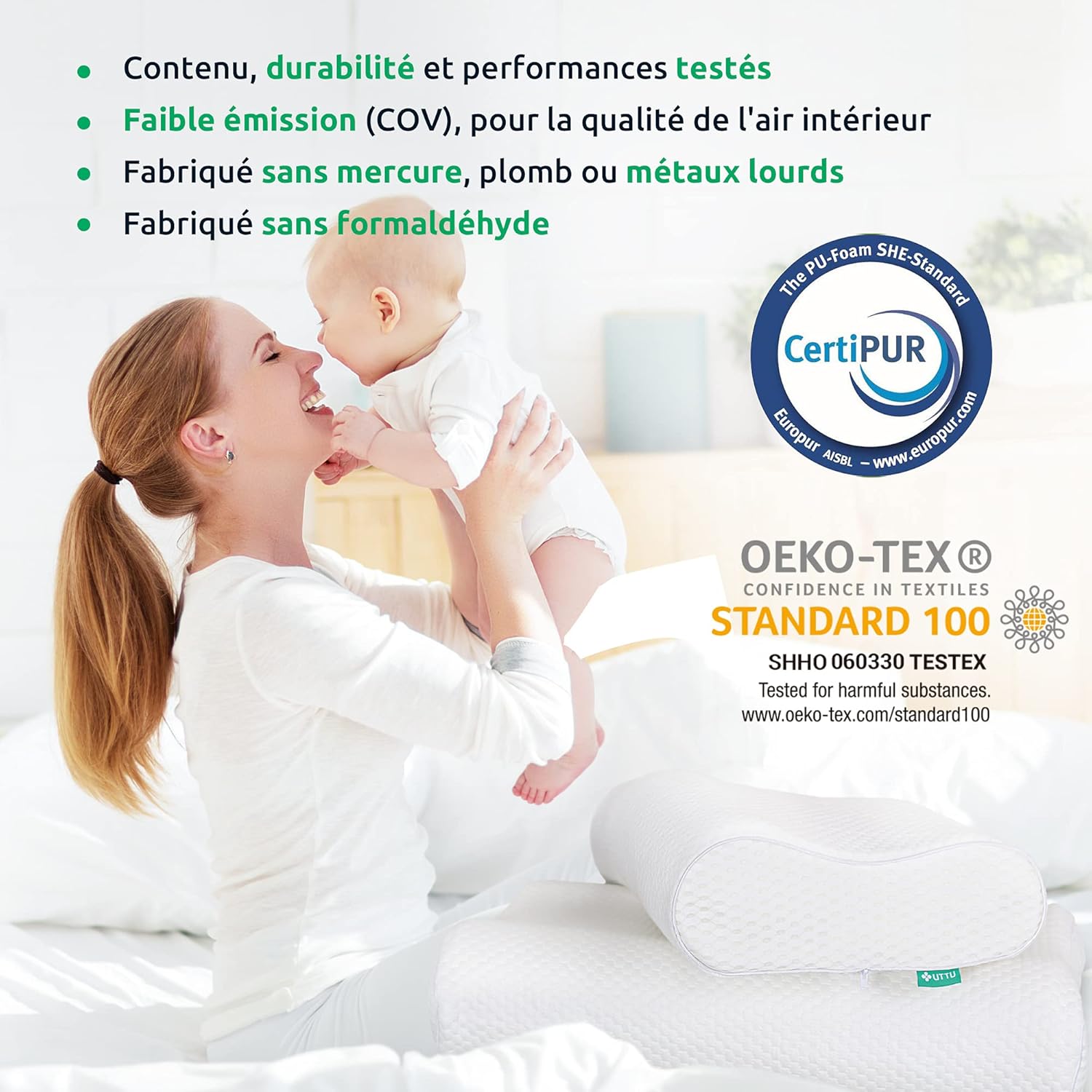UTTU-Oreiller-Mémoire-De-Forme-Hauteur-Réglable-Pour-Un-Sommeil-Réparateur