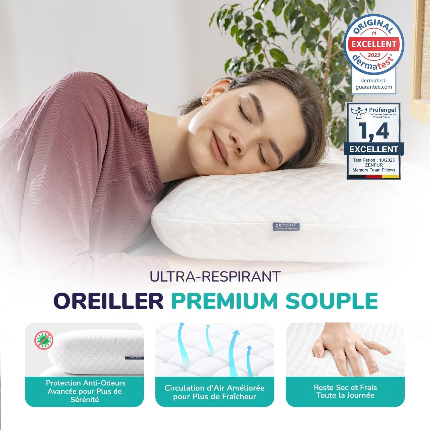 zenpur-oreiller-ergonomique-premium-souple-40-x-60-x-13-cm