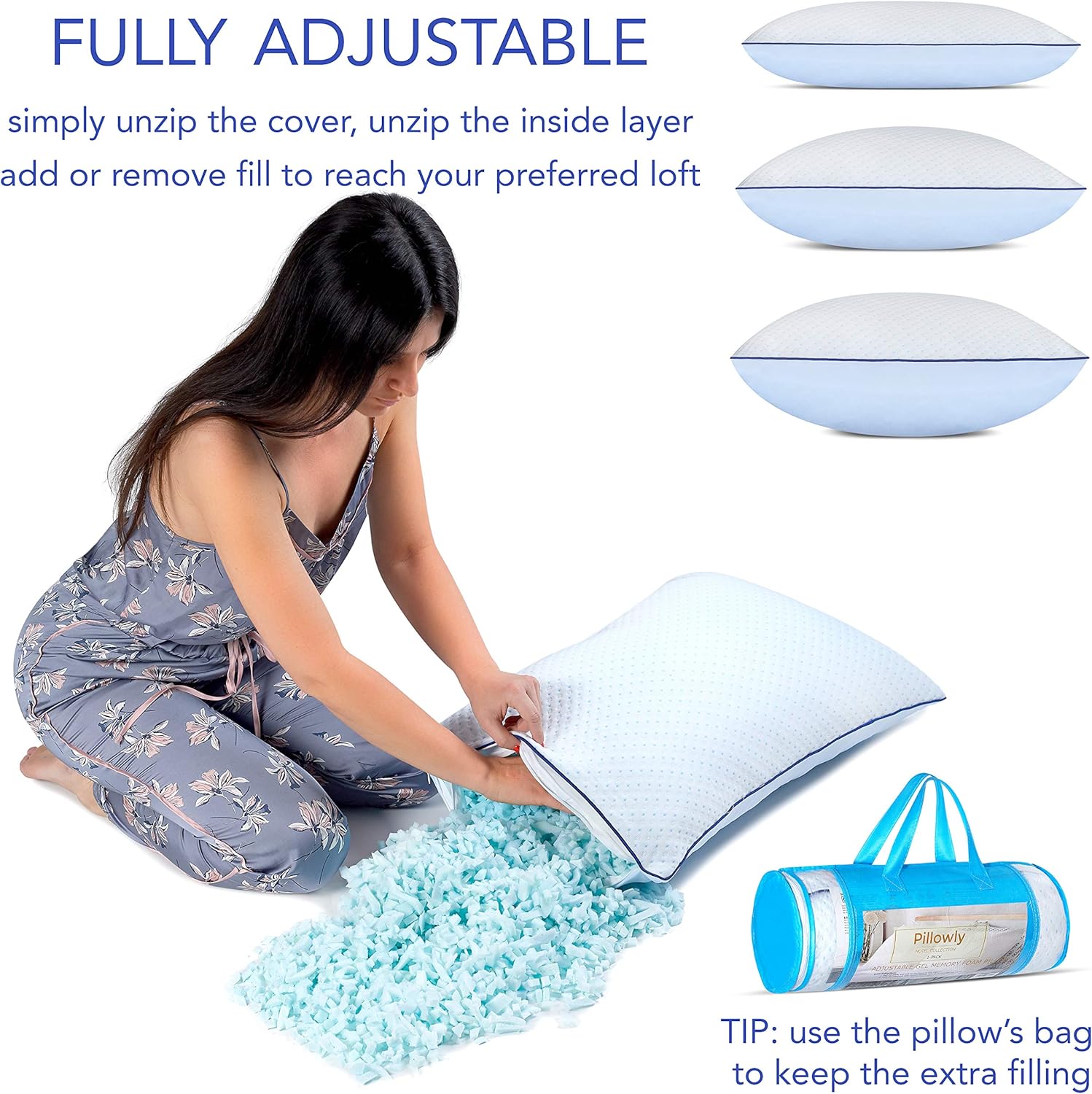 Pillowly oreiller ergonomique housse en bambou