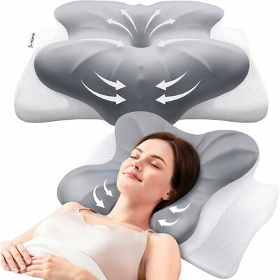Oreiller Ergonomique,Oreiller Memoire Forme pour Coussin Cervicales Grau