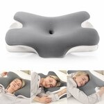 MULISOFT Oreiller Ergonomique Cervical Oreiller Papillon à Mémoire de Forme P-105 Oreiller Gris