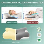 MULISOFT Oreiller Ergonomique Cervical Oreiller Papillon à Mémoire de Forme P-105 Oreiller Gris 2