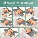 MULISOFT Oreiller Ergonomique Cervical Oreiller Papillon à Mémoire de Forme P-105 Oreiller Gris 4