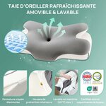 MULISOFT Oreiller Ergonomique Cervical Oreiller Papillon à Mémoire de Forme P-105 Oreiller Gris 9