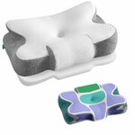 SONGMICS Oreiller Ergonomique, Hauteur Ajustable, Toucher Frais Blanc Nuage + Gris Tourterelle