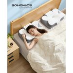SONGMICS Oreiller Ergonomique, Hauteur Ajustable, Toucher Frais Blanc Nuage + Gris Tourterelle 2