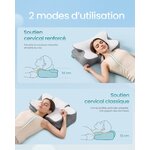 SONGMICS Oreiller Ergonomique, Hauteur Ajustable, Toucher Frais Blanc Nuage + Gris Tourterelle 3