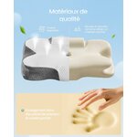 SONGMICS Oreiller Ergonomique, Hauteur Ajustable, Toucher Frais Blanc Nuage + Gris Tourterelle 6