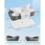 SONGMICS Oreiller Ergonomique, Hauteur Ajustable, Toucher Frais Blanc Nuage + Gris Tourterelle 7