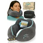 FLOWZOOM Comfy Coussin de Voyage en Mousse à Mémoire de Forme pour Avion et Voiture – Oreiller pour Avion Réglable, Soutien à