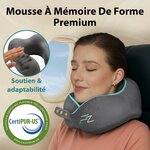FLOWZOOM Comfy Coussin de Voyage en Mousse à Mémoire de Forme pour Avion et Voiture – Oreiller pour Avion Réglable, Soutien 7