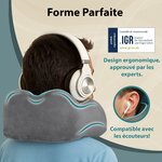 FLOWZOOM Comfy Coussin de Voyage en Mousse à Mémoire de Forme pour Avion et Voiture – Oreiller pour Avion Réglable, Soutien 8