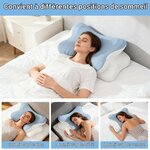 Dreamhigh® Oreiller Memoire Forme 2 en 1, Soulagement Efficace des Douleurs, Oreiller Ergonomique pour Côté, Dos & Ventre, 4