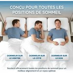 Oreiller Cervical Ergonomique en Mousse à mémoire de Forme, Hauteur réglable, Double Face, en Bambou et Effet fraîcheur, po 4