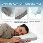 Oreiller Cervical Ergonomique en Mousse à mémoire de Forme, Hauteur réglable, Double Face, en Bambou et Effet fraîcheur, po 7