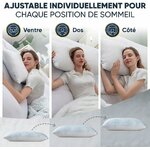 Oreiller à Mémoire de Forme 40x80, Hauteur Réglable – Oreiller Ergonomique Orthopédique, Douleurs Cervicales, Dos et Côté – 4