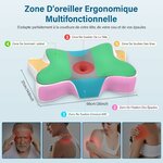 Oreiller Ergonomique Cervical, 2 en 1 Oreiller Memoire Forme Coussin Ergonomique pour la Nuque, pour Dormir sur Le côté, Le 2