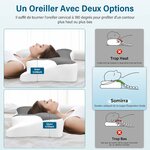 Oreiller Ergonomique Cervical, 2 en 1 Oreiller Memoire Forme Coussin Ergonomique pour la Nuque, pour Dormir sur Le côté, Le 4