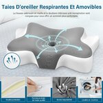 Oreiller Ergonomique Cervical, 2 en 1 Oreiller Memoire Forme Coussin Ergonomique pour la Nuque, pour Dormir sur Le côté, Le 6