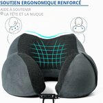 Oreiller de Voyage, Oreiller Cervical en Mousse à mémoire de Forme, Coussin de Support Cervical Essentiel pour Voyager, Sac 3