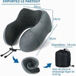 Oreiller de Voyage, Oreiller Cervical en Mousse à mémoire de Forme, Coussin de Support Cervical Essentiel pour Voyager, Sac 4