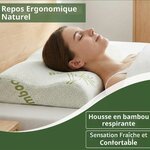Oreiller Cervical Ergonomique 2 en 1, Mémoire de Forme, 2 Hauteurs, Soutien Cervical pour Dormir sur Le Côté et Le Dos, Hou 4