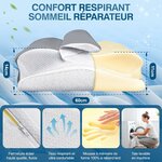 Oreiller Ergonomique,Oreiller Memoire Forme pour Coussin Cervicales Grau 2