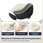 COSYLAND Coussin de Voyage Cervical à Capuche en Mousse à Mémoire de Forme Noir Avec capuche 2