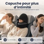 COSYLAND Coussin de Voyage Cervical à Capuche en Mousse à Mémoire de Forme Noir Avec capuche 5