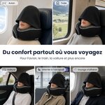 COSYLAND Coussin de Voyage Cervical à Capuche en Mousse à Mémoire de Forme Noir Avec capuche 9