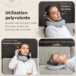 Coussin de Voyage – Oreiller de Voyage Ergonomique en Mousse Mémoire – Coussin Avion Compact et Confortable – Oreiller pour 3