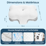 dozion-oreiller-ergonomique-cervical-orthopedique-memoire-de-forme-soutien-lateral-et-dorsal-premium-58x40x10-13-cm-blanc