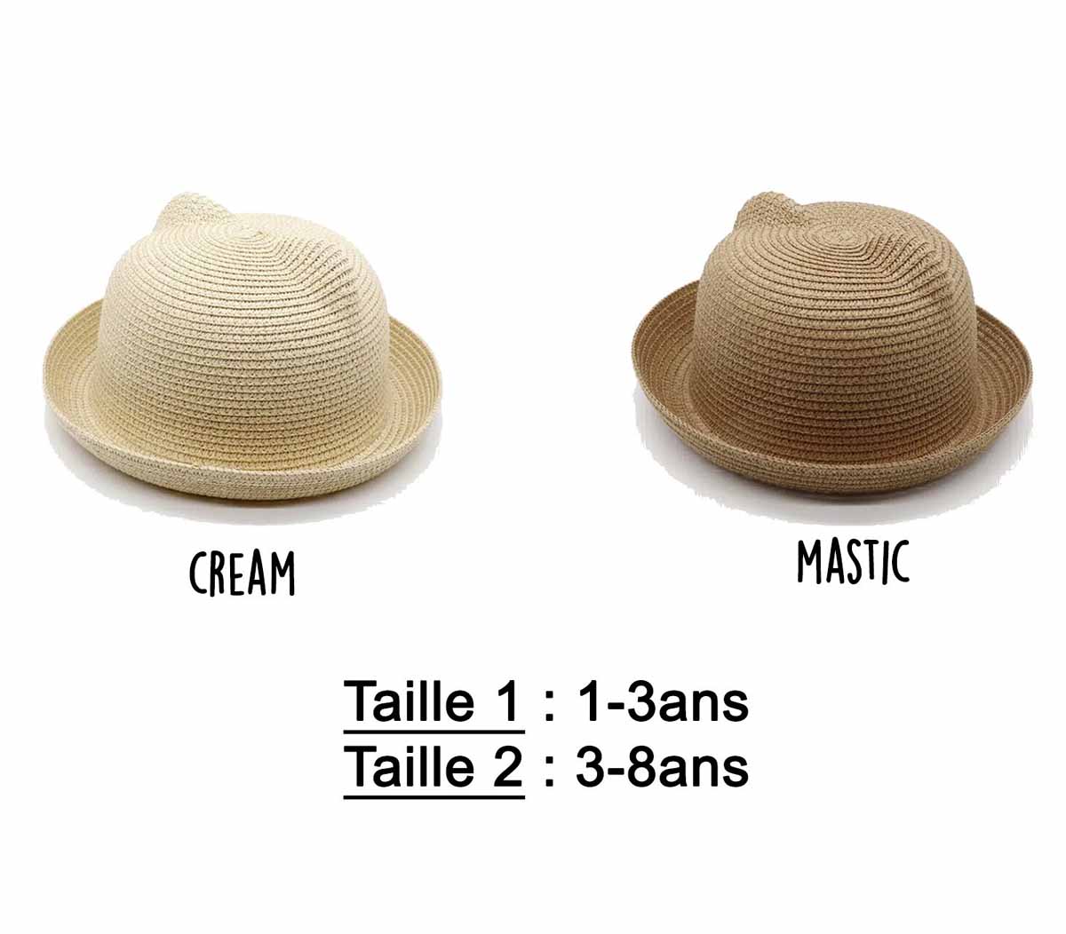 chapeau paille marron et beige avce neoud personnalisé