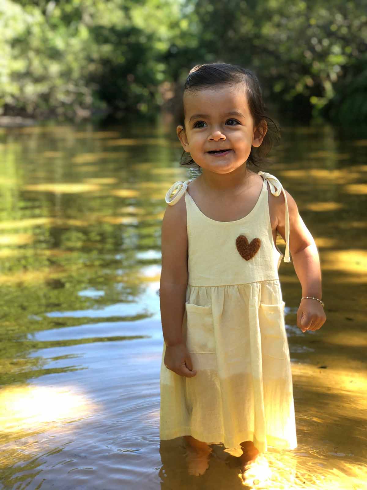robe a nouettes effet lin avec coeur