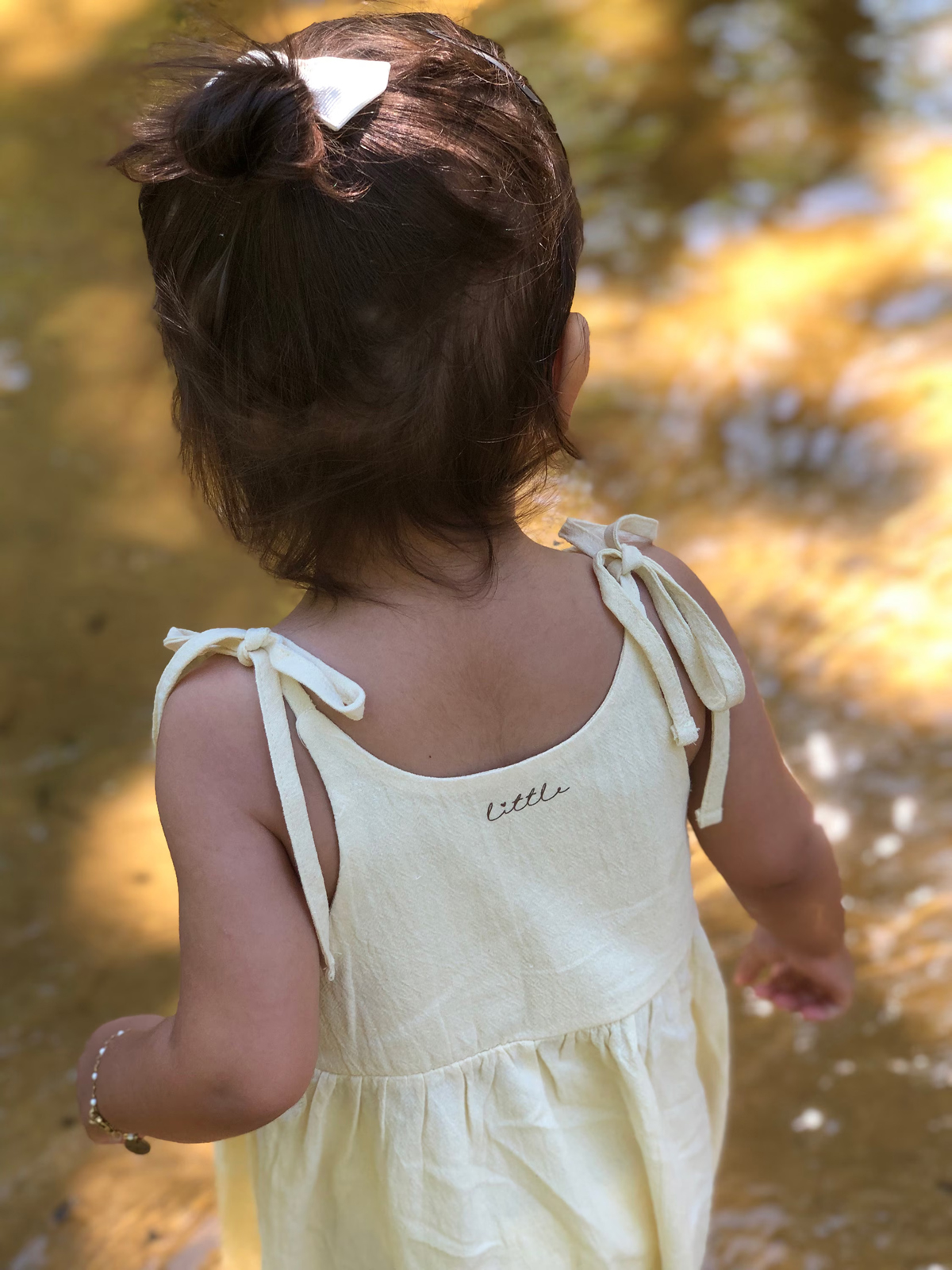 robe débardeur poour lété fillette en lin écru à bretelles réglables