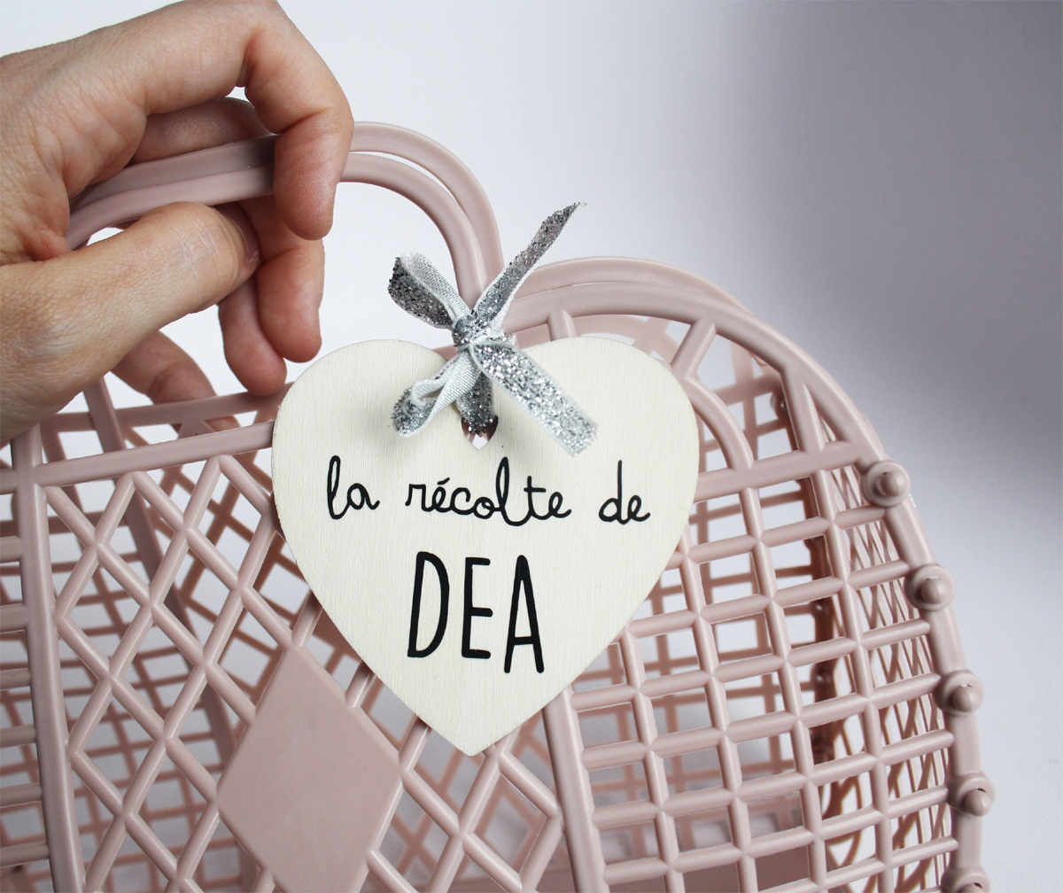 panier récolte de paques coeur personnalisé rose