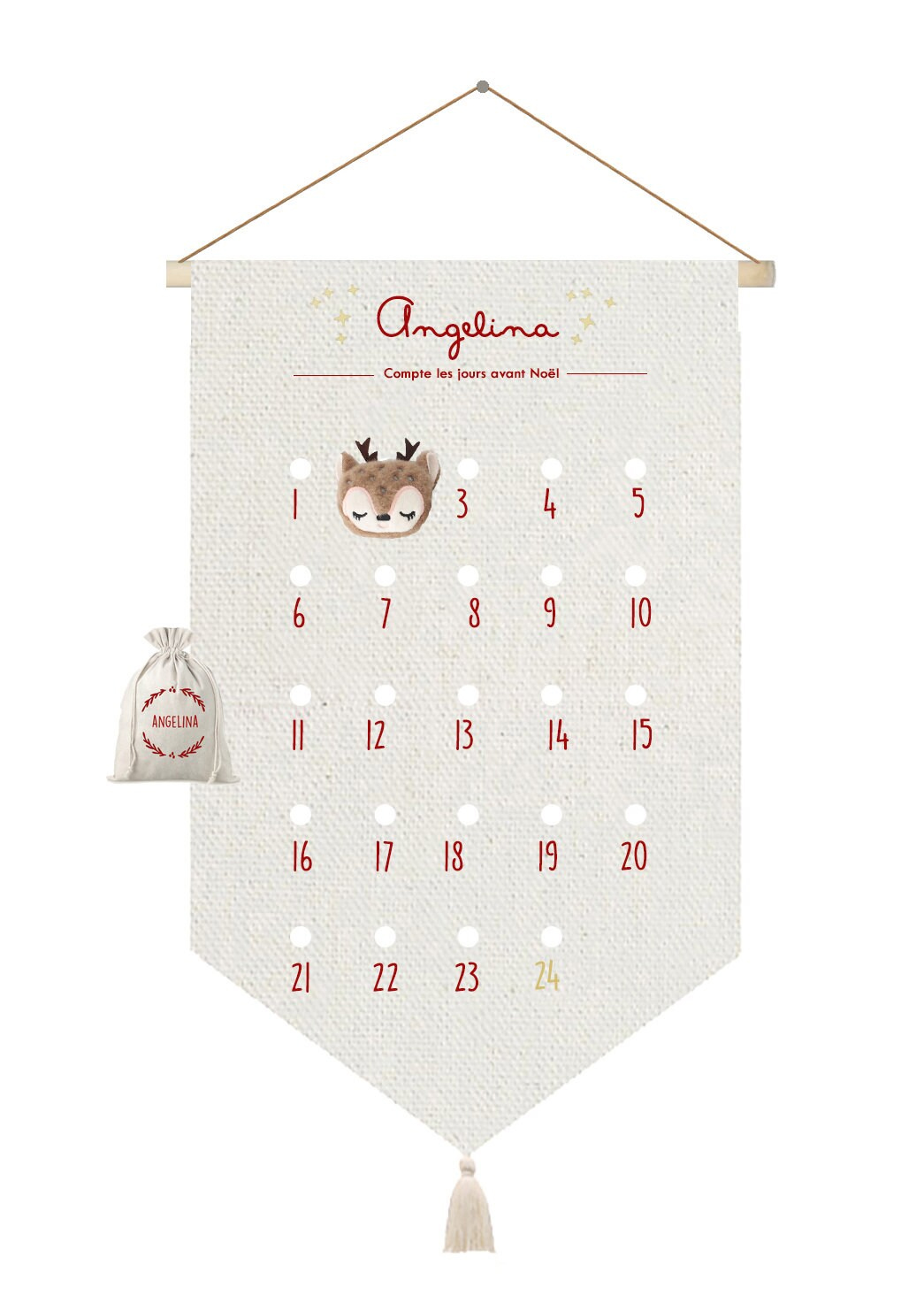 calendrier Noël personnalisé rouge