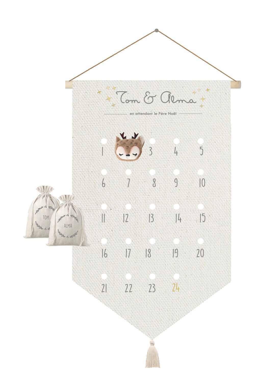 calendrier personnalisé doré