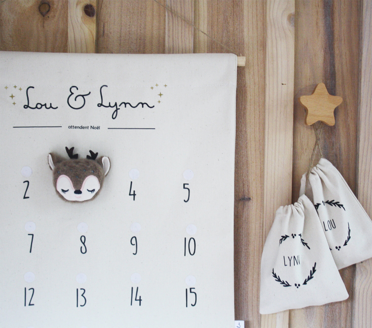 calendrier avent tissu personnalisé