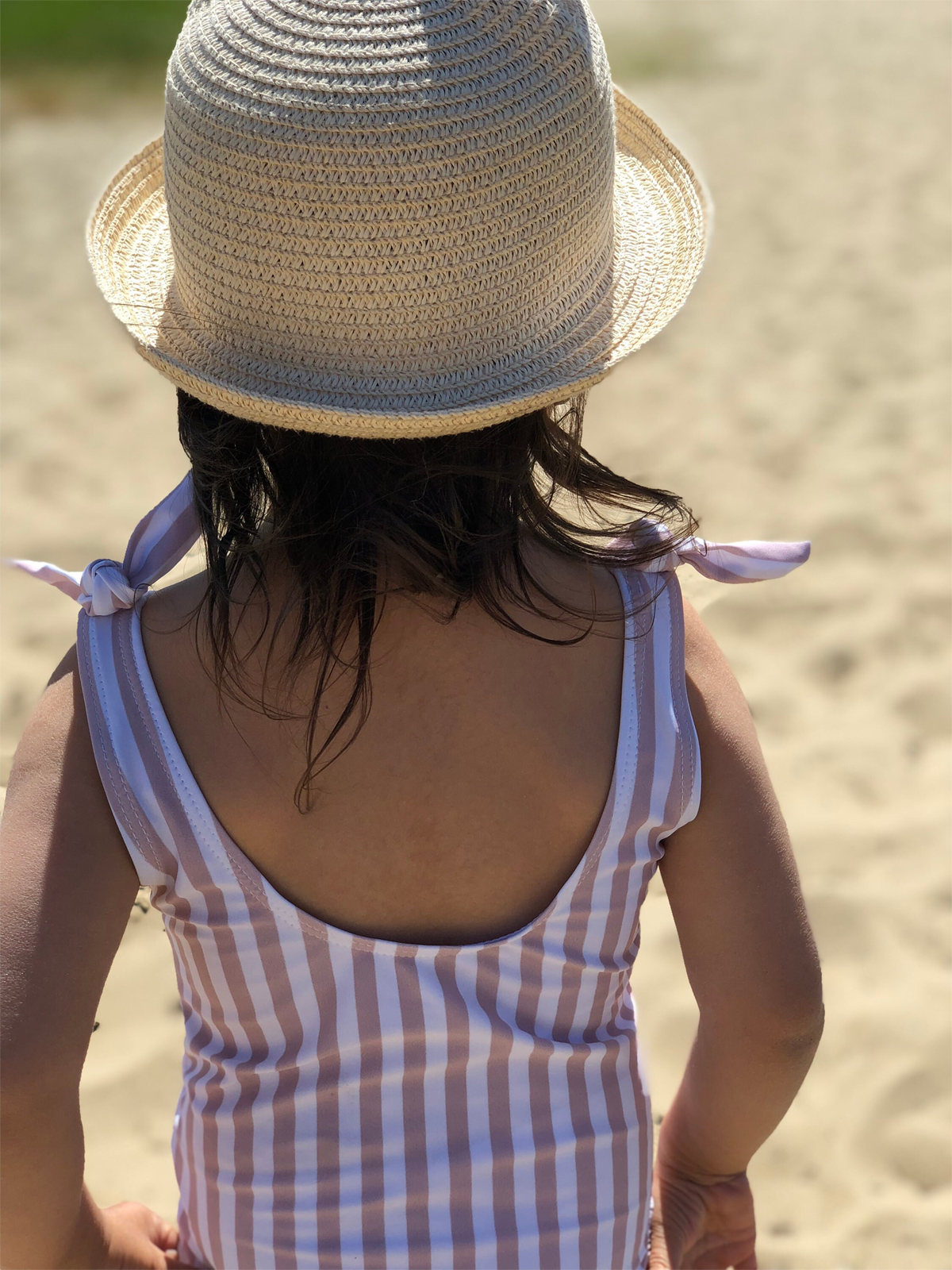 dos maillot 1 pièce rayures enfant