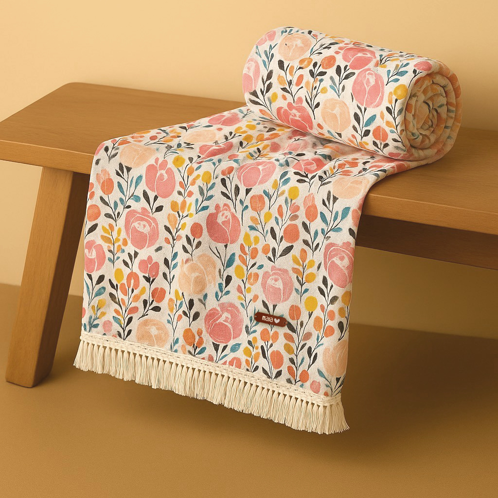 serviette-double-gaze-fleurs-maman-personnalisable