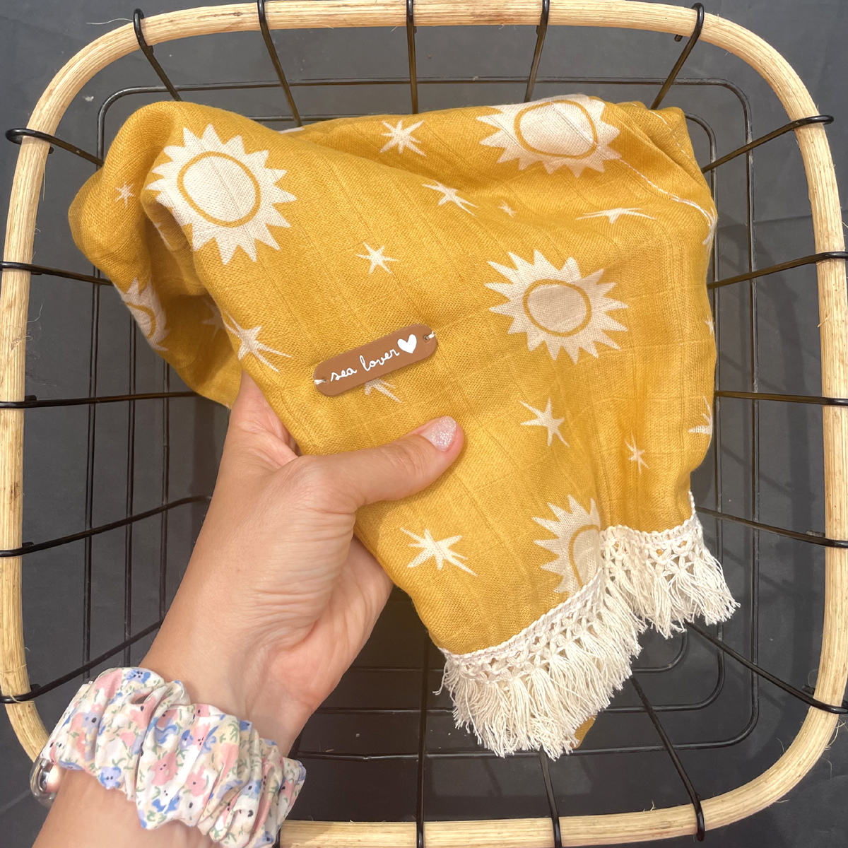 drap-plage-sunset-gaze-coton-frange-personnalise
