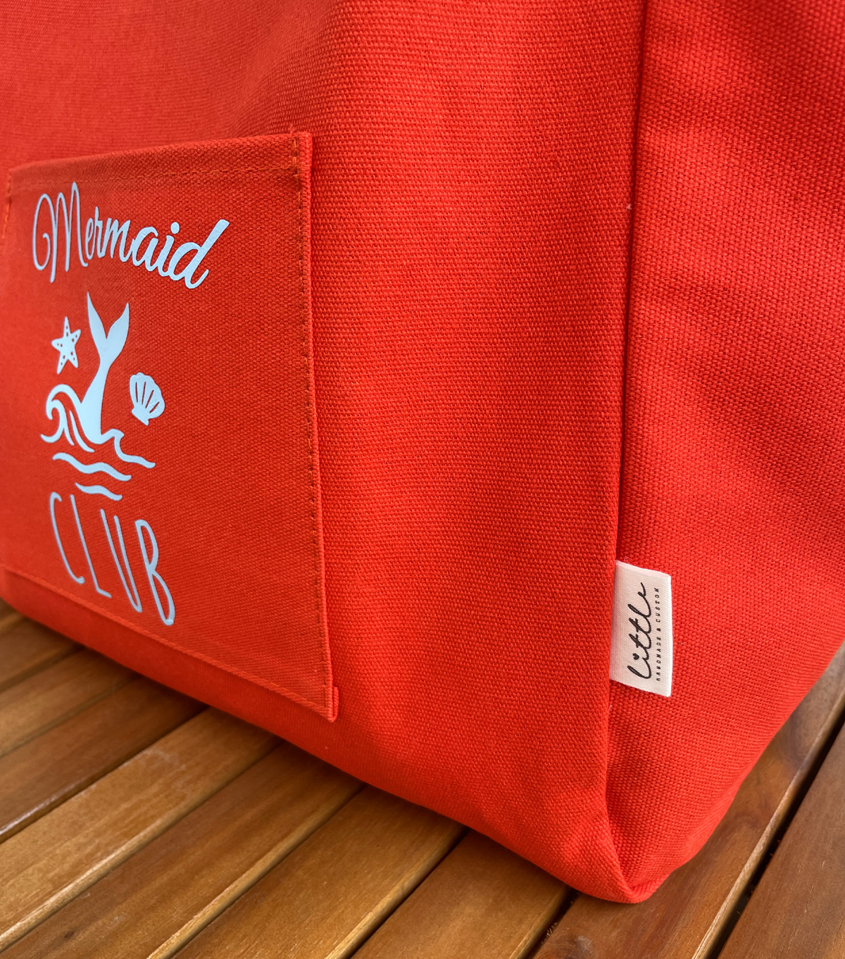 sac-plage-toile-orange-personnalise-sirene