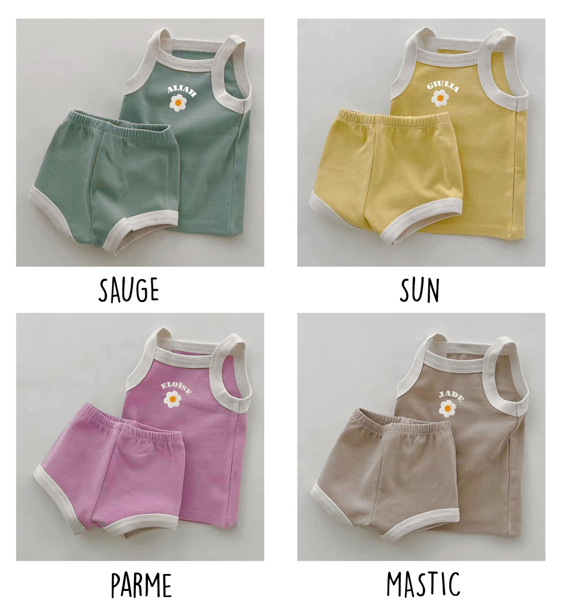 ensemble-debardeur-short-vintage-violet-jaune-vert-beige