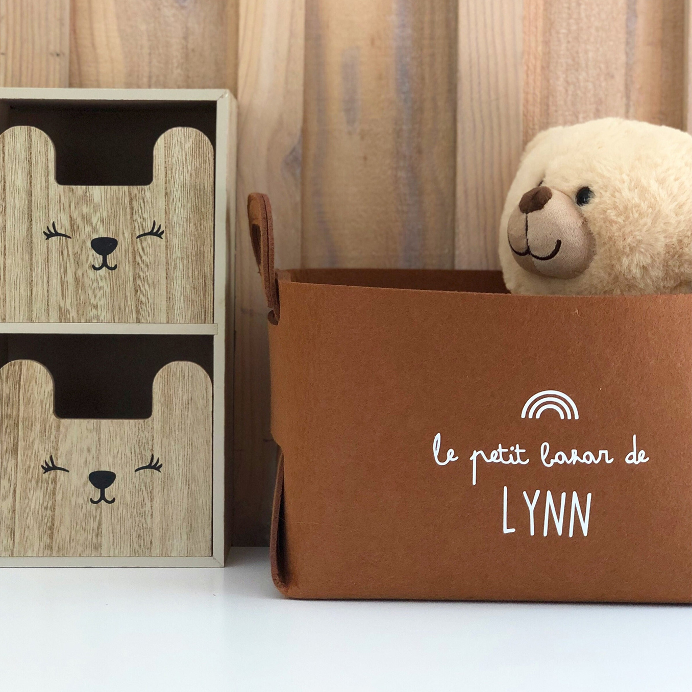 panier pliable en feutre personnalisé